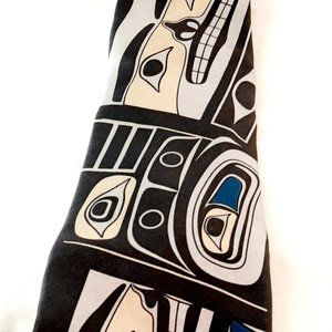 🌹Stunning Indigenous Chilkat Young Haida Black Blue Cream  Men's Neck Tie